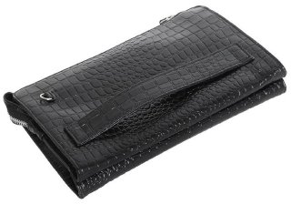 Мужская кожаная борсетка Vip Collection 410 Black croco