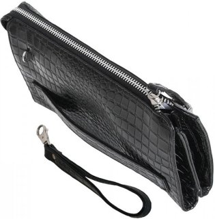 Мужская кожаная борсетка Vip Collection 410 Black croco