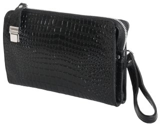 Мужская кожаная борсетка Vip Collection 410 Black croco