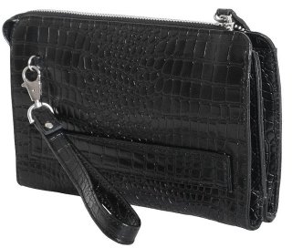 Мужская кожаная борсетка Vip Collection 410 Black croco