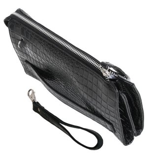 Мужская кожаная борсетка Vip Collection 410 Black croco