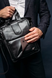 Чоловіча шкіряна сумка через плече Tiding Bag Чорна