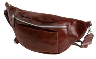 Мужская сумка-бананка кожаная Vip Collection 1452-D Коричневая