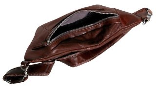 Мужская сумка-бананка кожаная Vip Collection 1454-D Коричневая