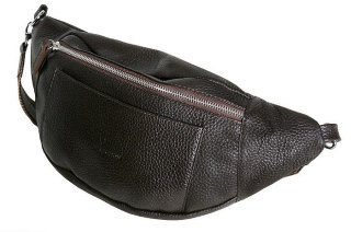 Мужская сумка-бананка кожаная Vip Collection 1454-F Коричневая