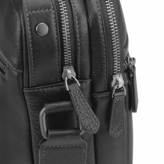 Чоловіча сумка через плече із натуральної шкіри Tiding Bag Чорна
