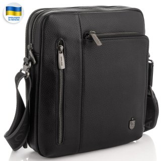 Мужская сумка через плечо Royal Bag из натуральной кожи Черная