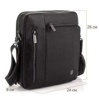Чоловіча сумка через плече Royal Bag із натуральної шкіри Чорна