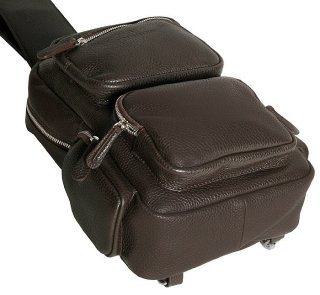 Мужская сумка-рюкзак кожаная Vip Collection 1453-F Коричневая