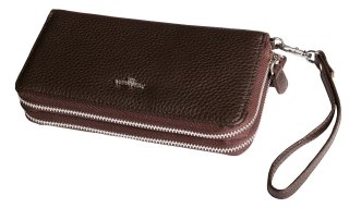 Мужской клатч-кошелек кожаный Vip Collection 1501-F Коричневый