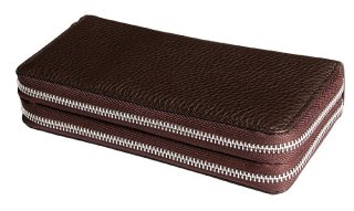 Мужской клатч-кошелек кожаный Vip Collection 1501-F Коричневый