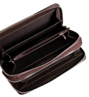 Мужской клатч-кошелек кожаный Vip Collection 1501-F Коричневый