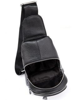 Чоловічий шкіряний чорний слінг на плече Tiding Bag Чорний