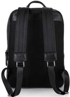 Мужской кожаный рюкзак для ноутбука на два отдела Tiding Bag Черный