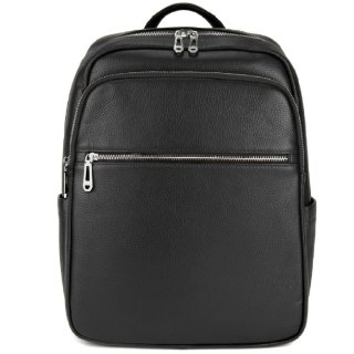 Мужской кожаный рюкзак на два отдела TIDING BAG Черный
