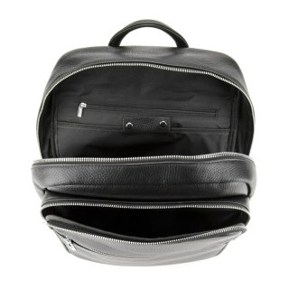 Мужской кожаный рюкзак на два отдела TIDING BAG Черный