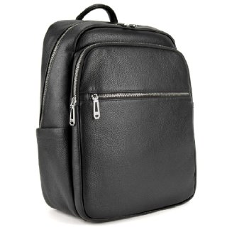 Мужской кожаный рюкзак на два отдела TIDING BAG Черный