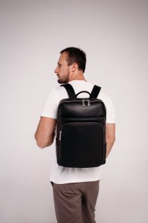Чоловічий шкіряний рюкзак Tiding Bag Чорний