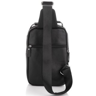 Мужской кожаный слинг на одно плечо Tiding Bag Черный