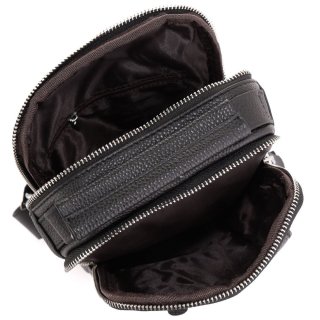 Мужской кожаный слинг на одно плечо Tiding Bag Черный