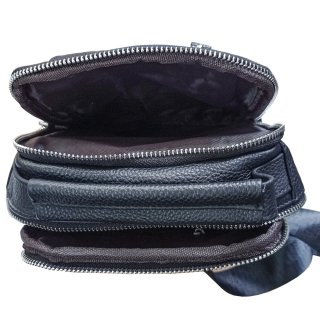 Мужской кожаный слинг на одно плечо Tiding Bag Черный