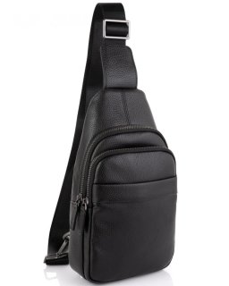 Мужской кожаный слинг на плечо Tiding Bag Черный