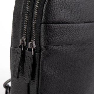 Мужской кожаный слинг на плечо Tiding Bag Черный