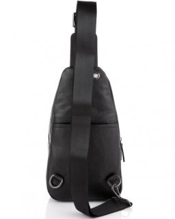 Мужской кожаный слинг на плечо Tiding Bag Черный