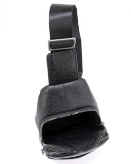 Мужской кожаный слинг на плечо Tiding Bag Черный