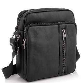 Мужской мессенджер через плечо кожаный Tiding Bag Черный