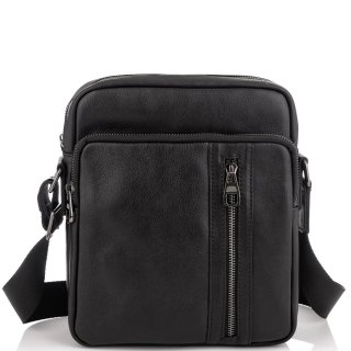 Мужской мессенджер через плечо кожаный Tiding Bag Черный