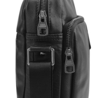 Мужской мессенджер через плечо кожаный Tiding Bag Черный