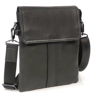 Мужской мессенджер Tiding Bag из натуральной кожи Черный