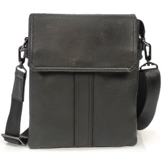 Мужской мессенджер Tiding Bag из натуральной кожи Черный