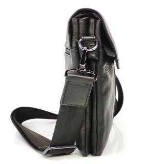 Мужской мессенджер Tiding Bag из натуральной кожи Черный