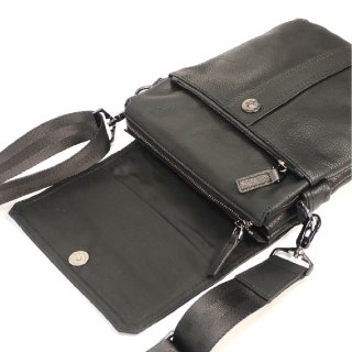 Мужской мессенджер Tiding Bag из натуральной кожи Черный