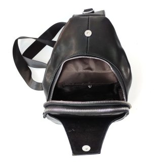 Мужской слинг Tiding Bag из гладкой кожи Черный