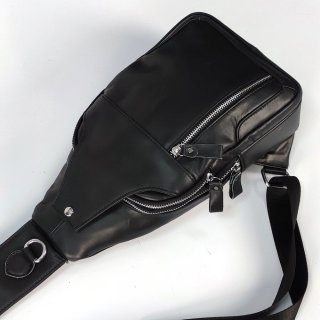 Мужской слинг Tiding Bag из гладкой кожи Черный