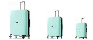 Набор дорожный чемоданов на колесах V&V Travel TIFFANY из полипропилена с расширительной молнией Голубой