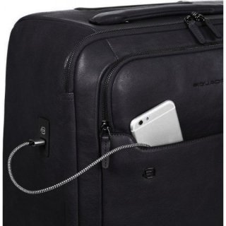Piquadro BAGMOTIC 38 л чемодан из натуральной кожи на 4-х колесах синий