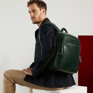 Piquadro Blue Square 15 л міський рюкзак з натуральної шкіри зелений
