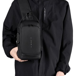 Рюкзак-слинг Confident AT08-1232A с USB выходом и кодовым замком Черный
