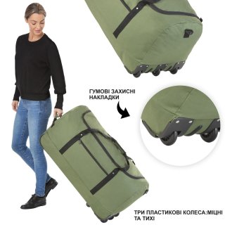 Складная сумка на колесах TravelZ Wheelbag на 100 л Зеленая