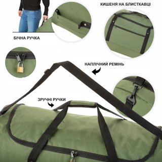 Складная сумка на колесах TravelZ Wheelbag на 100 л Зеленая