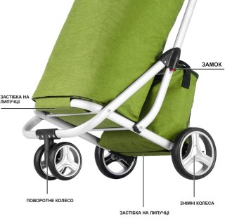 Складная сумка-тележка ShoppingCruiser 3 Wheels Зеленая