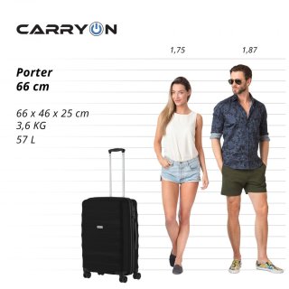 Средний чемодан CarryOn Porter на 57 л из полипропилена Черный