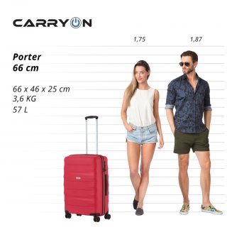 Средний чемодан CarryOn Porter на 57 л из полипропилена Красный