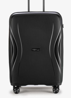 Средний чемодан V&V Travel Flash light 2.0 с расширением на 83/95 л весом 3,2 кг Черный