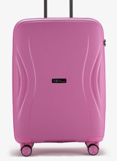 Средний чемодан V&V Travel Flash light 2.0 с расширением на 83/95 л весом 3,2 кг Розовый