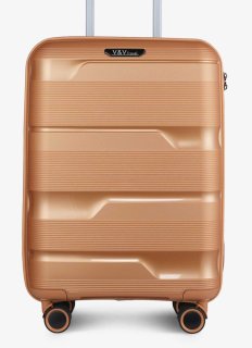 Середня валіза V&V Travel Metallo – 75 / 85 л, 3,1 кг Золота